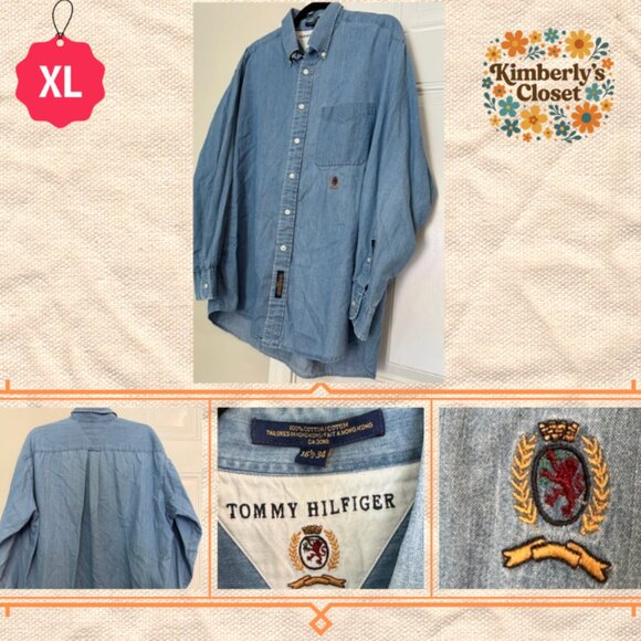 Tommy Hilfiger XL Denim Crest Shirt Vintage Y2K Style Bundle to save 20% - Picture 2 of 7
